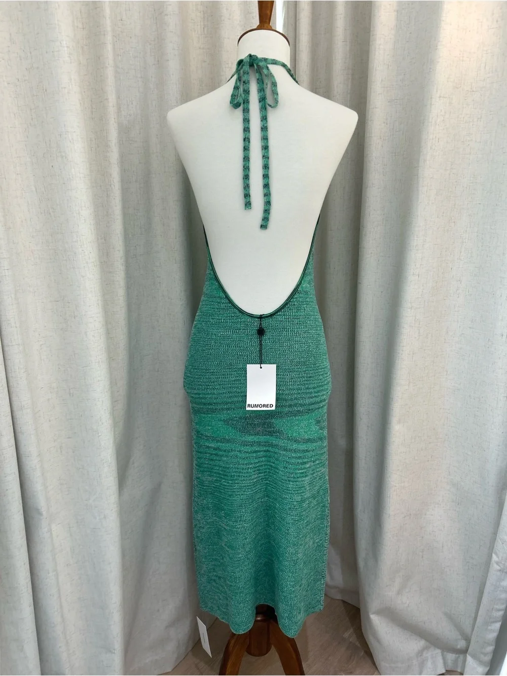 Rumored Riptide Green Halter MIDI Knit Bodycon Dress Size M S L NWT Coastal Chic